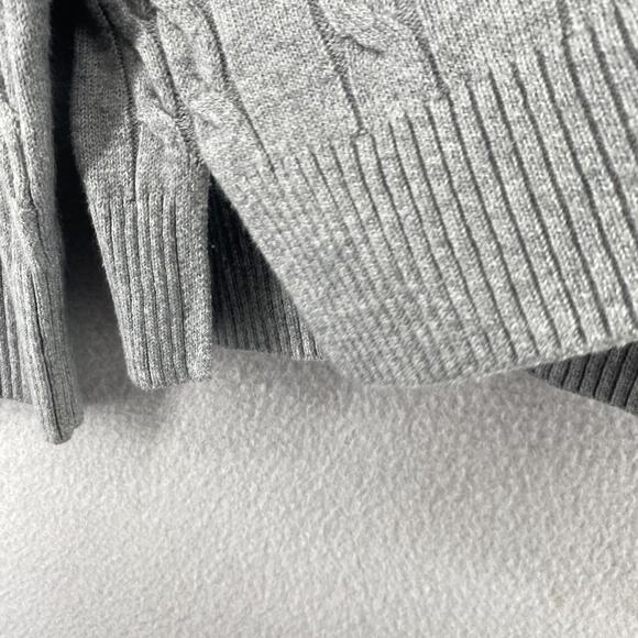 T by TALBOTS Sweater XL Rib Cable Boxy Hoodie Jumper Pullover Cotton Blend Gray - Picture 7 of 11